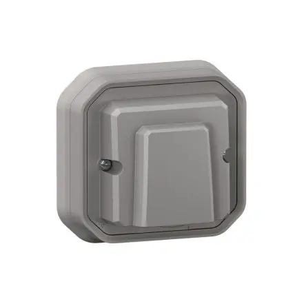 Legrand Quadratischer Drucktastenbetätiger Lichtschalter, 1-polig, 1 Wege Grau IP55 10A, Kunststoff