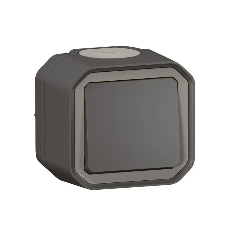 Legrand Quadratischer Drucktastenbetätiger Lichtschalter, 1-polig, 1 Wege Grau IP55 10 A, Kunststoff