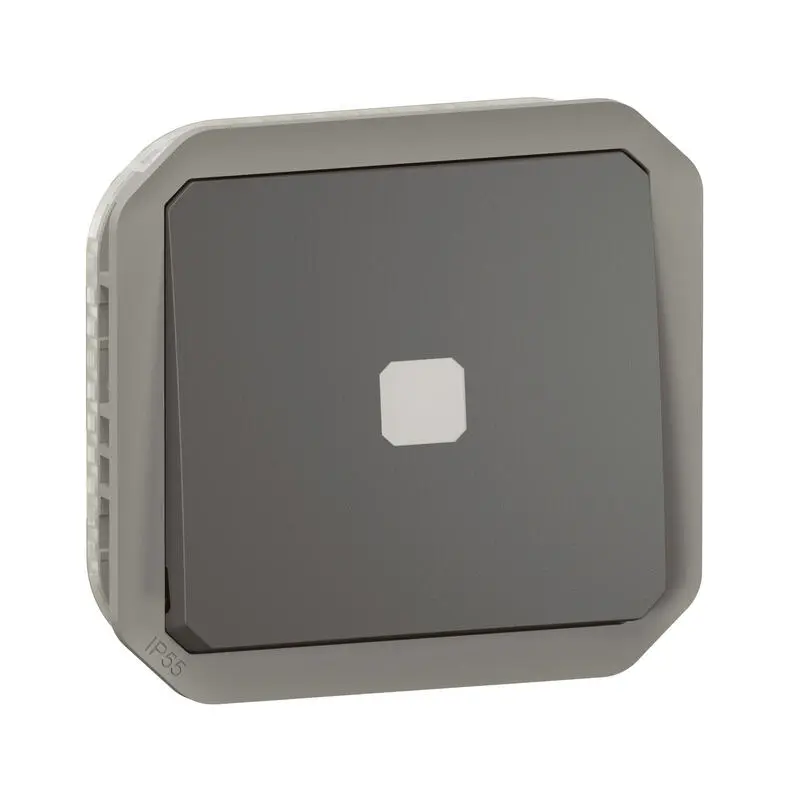 Produktfoto 1 von Legrand Quadratischer Drucktastenbetätiger Lichtschalter, 1-polig, 1 Wege Grau IP55 10 A, Kunststoff