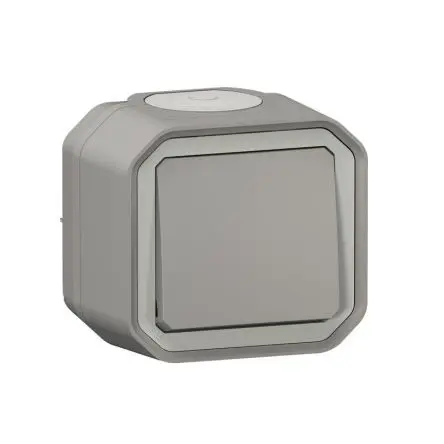 Produktfoto 1 von Legrand Quadratischer Drucktastenbetätiger Lichtschalter, 1-polig, 1 Wege Grau IP55 10A