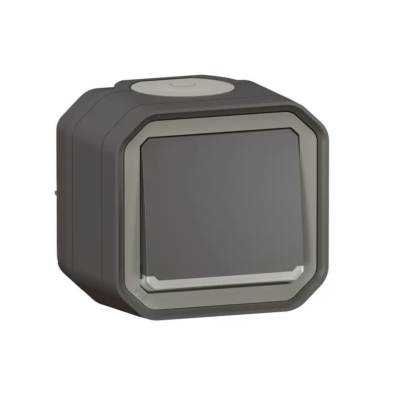 Produktfoto 1 von Legrand Quadratischer Drucktastenbetätiger Lichtschalter, 1-polig, 1 Wege Grau IP55 10 A