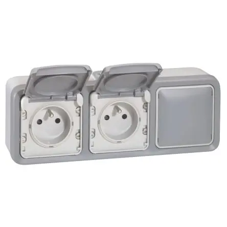 Produktfoto 1 von Legrand Quadratischer Drucktastenbetätiger Lichtschalter, 1-polig, 1 Wege Grau IP55 10A