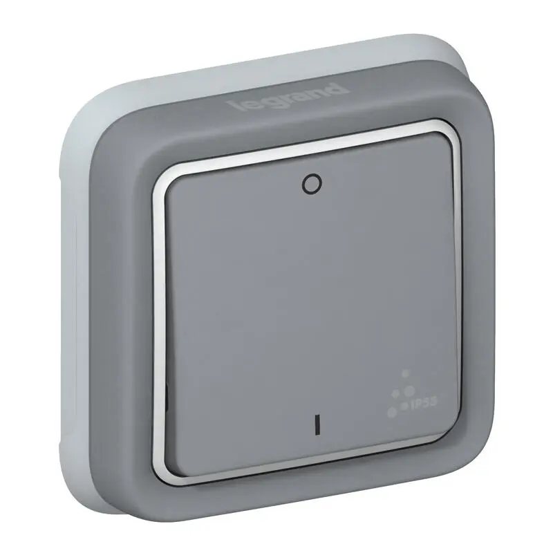 Produktfoto 1 von Legrand Quadratischer Drucktastenbetätiger Lichtschalter, 1-polig, 1 Wege Grau IP55 10 A