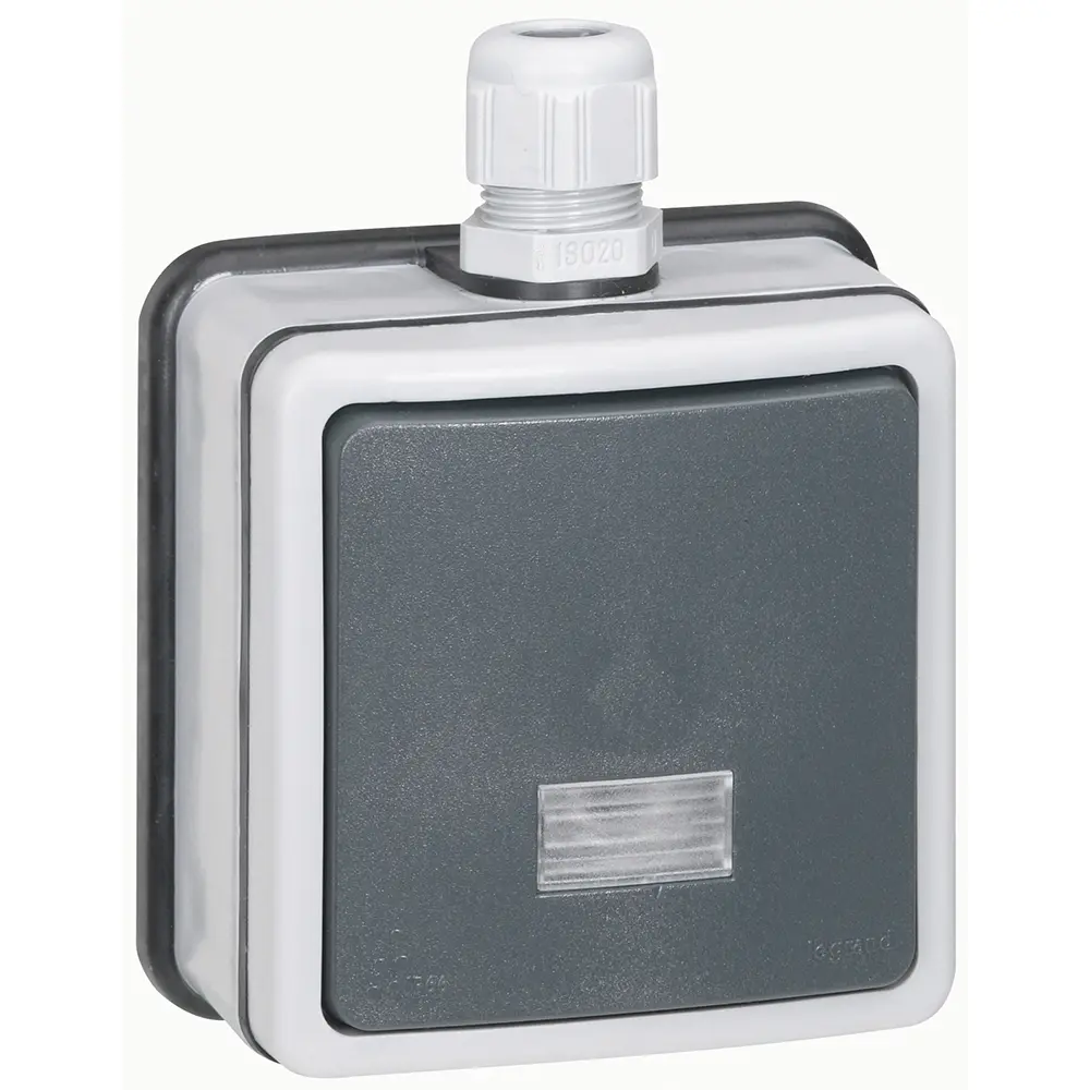 Produktfoto 1 von Legrand Plexo Quadratischer Drucktastenbetätiger Lichtschalter, 1-polig, 1 Wege Grau IP55 10 A, Kunststoff