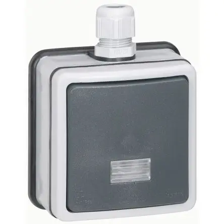 Produktfoto 1 von Legrand Plexo Quadratischer Drucktastenbetätiger Lichtschalter, 1-polig, 1 Wege Grau IP55 10A, Kunststoff