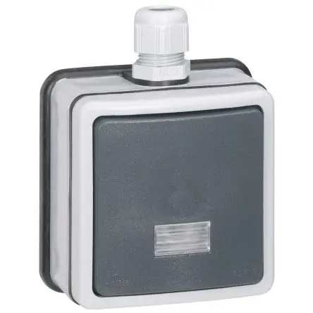 Produktfoto 1 von Legrand Plexo Quadratischer Drucktastenbetätiger Lichtschalter, 1-polig, 1 Wege Grau IP55 10A, Kunststoff
