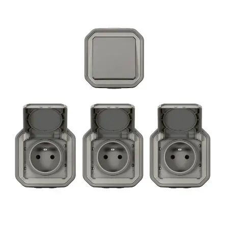 Produktfoto 1 von Legrand Plexo Quadratischer Drucktastenbetätiger Lichtschalter, 1-polig, 1 Wege Grau IP55 10A