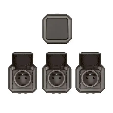 Produktfoto 1 von Legrand Plexo Quadratischer Drucktastenbetätiger Lichtschalter, 1-polig, 1 Wege Grau IP55 10A