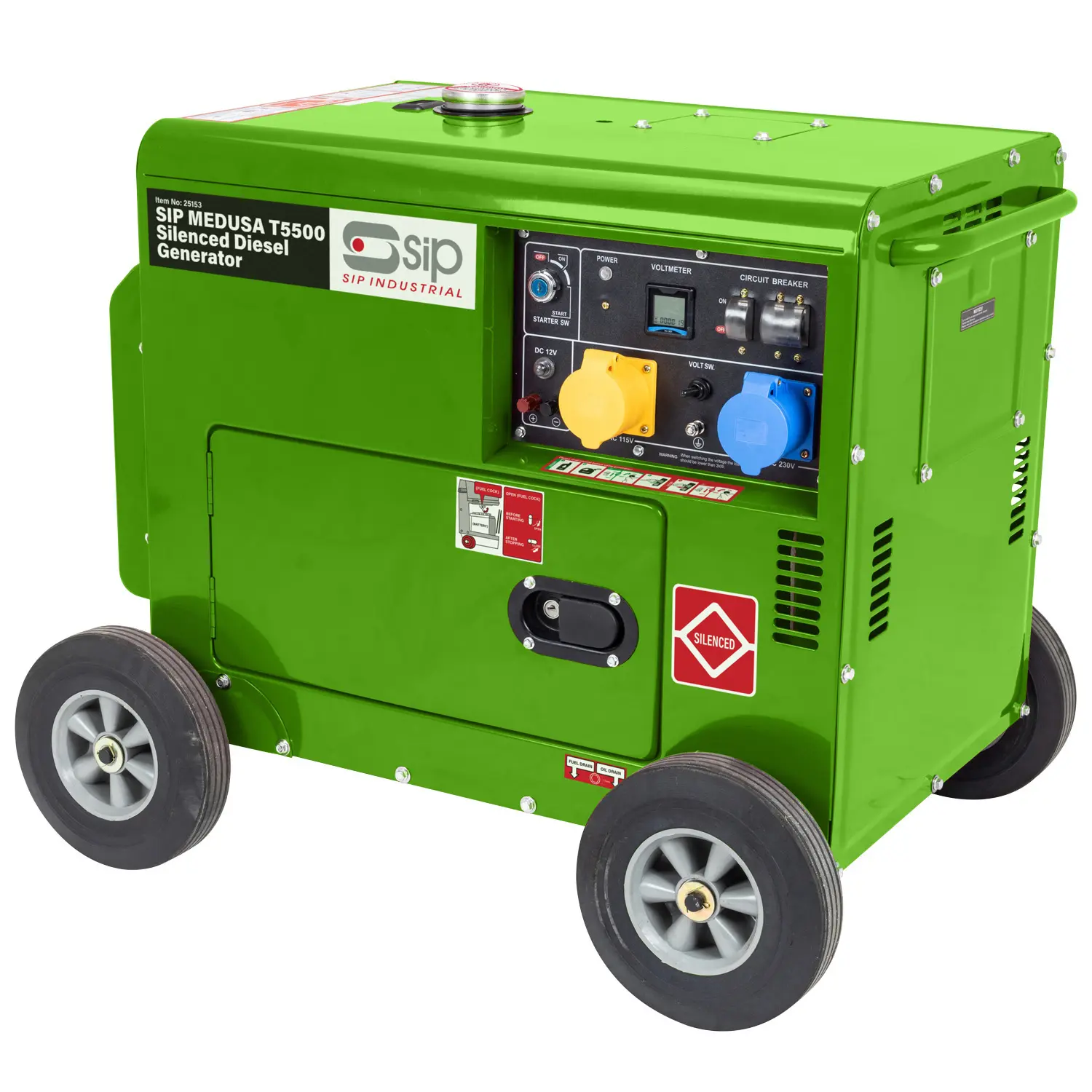 Produktfoto 1 von SIP 5 kW 1-Phasen Stromerzeuger / 110/230 V ac, 155 kg, Diesel 16 L, 97 dBA