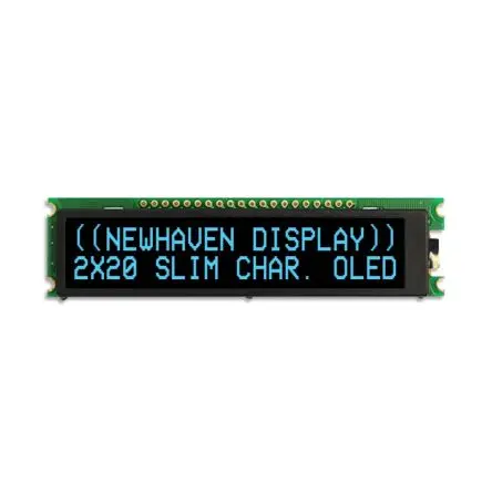 NEWHAVEN DISPLAY INTERNATIONAL Blau OLED-Display 2 Lines x 20 Zeichen, 77.92 x 16.28 mm I2C, Parallel, SPI