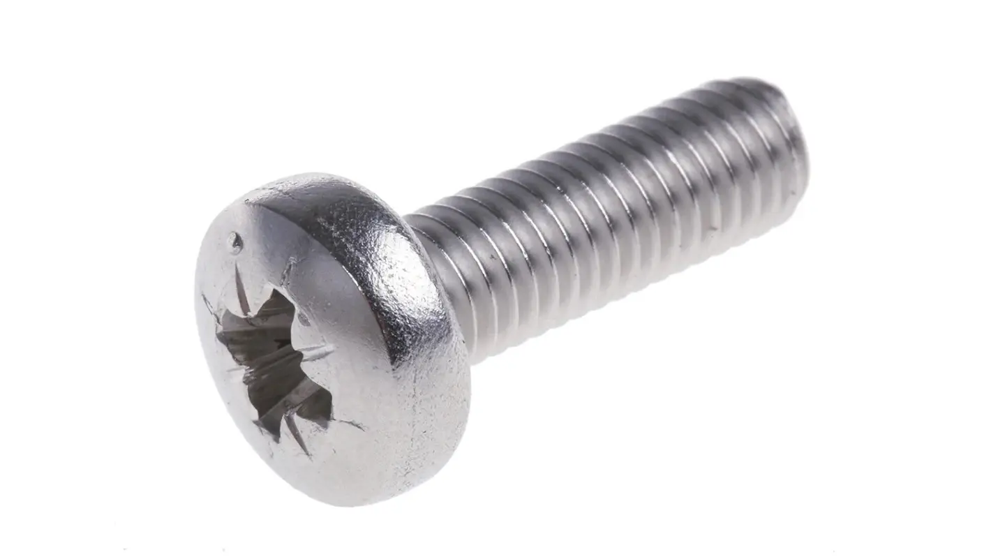 Produktfoto 1 von RS PRO Linsenkopf Pozi Schrauben A4, M5 x 16.0mm Edelstahl