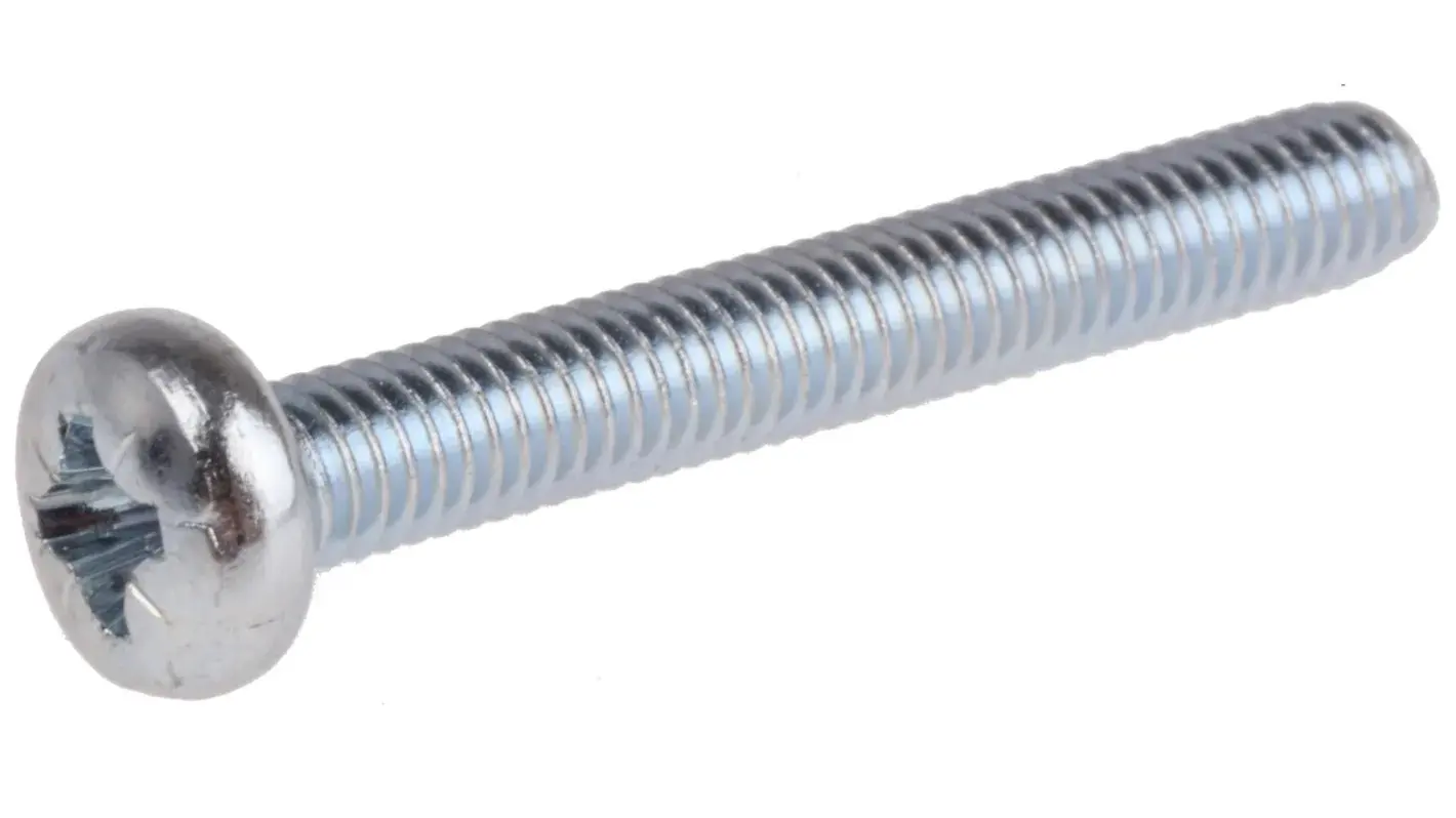 Produktfoto 1 von RS PRO Linsenkopf Pozi Schrauben verzinkt, M4 x 30.0mm Stahl
