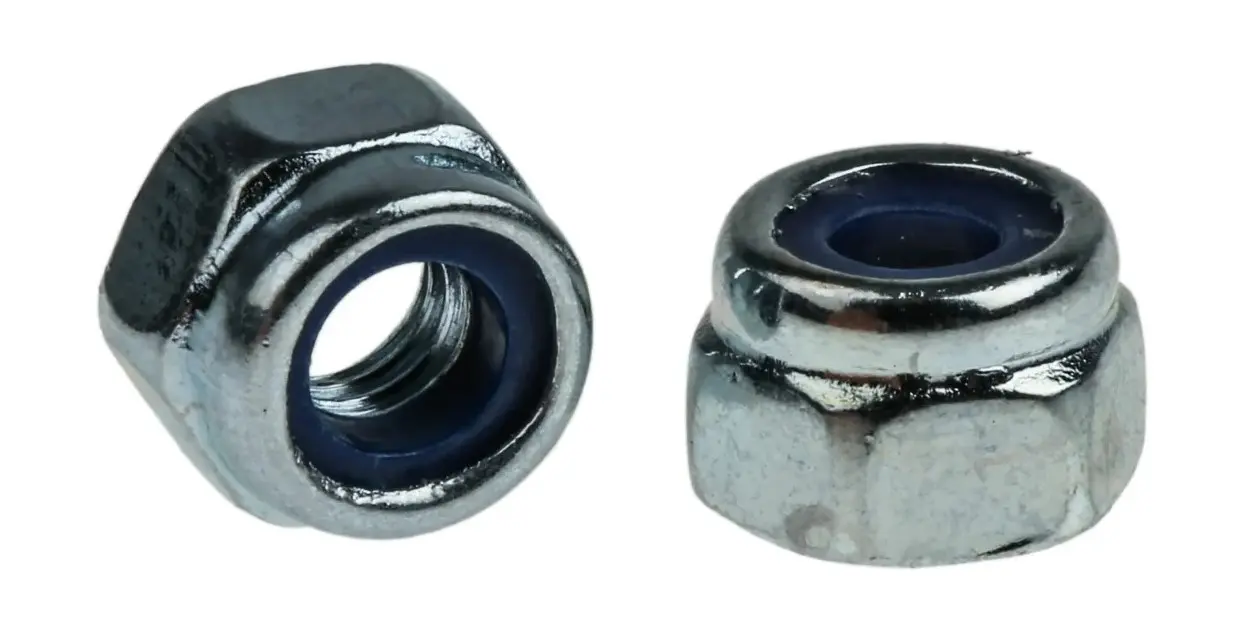 Produktfoto 1 von RS PRO Sechskantmuttern, M5 Nyloneinsatz selbstsichernd Typ P Stahl 8.0mm Glanzverzinkt DIN 982