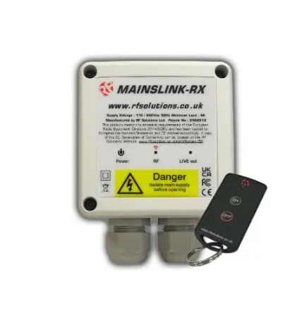 Produktfoto 1 von RF Solutions Fernbedienungssystem 868 MHz FM 1 Kanäle, 2-Tasten Handsender 230 V ac