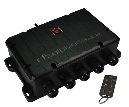Produktfoto 1 von RF Solutions Fernbedienungssystem 868 MHz LoRa 4 Kanäle, 6-Tasten Handsender 230 V ac
