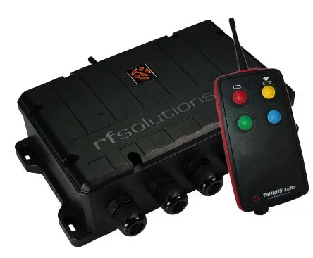 Produktfoto 1 von RF Solutions Fernbedienungssystem 868 MHz LoRa 4 Kanäle, 4-Tasten Handsender 230 V ac
