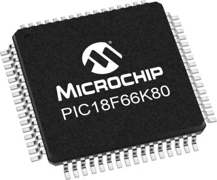Produktfoto 1 von Microchip Mikrocontroller PIC18 PIC Oberfläche 16kB Flash TQFP 64-Pin 4 bit RAM