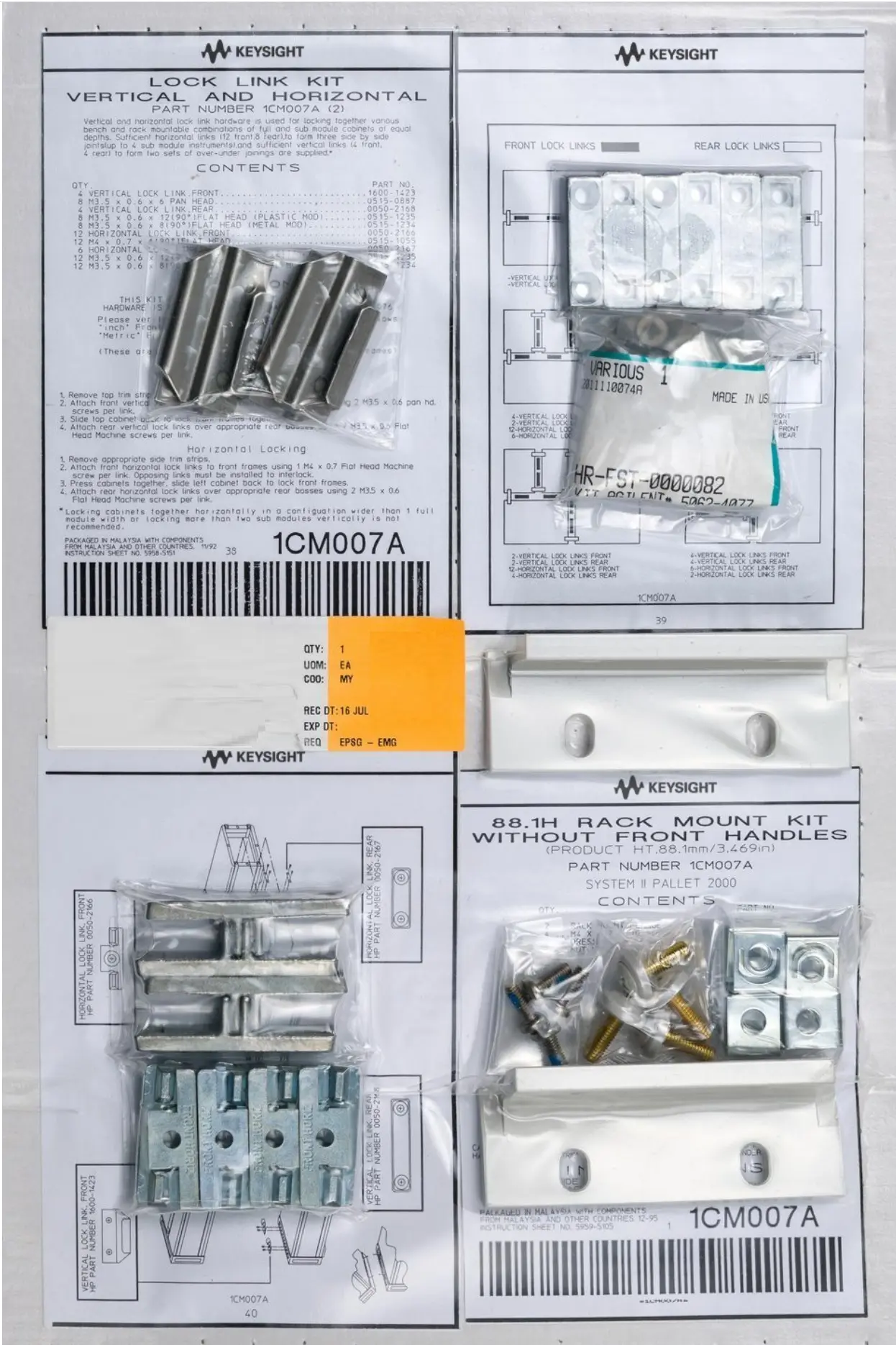 Keysight Technologies Rack-Montage-Kit, Rackmontage für Zubehör, Metall, 2 Per Pack Stück