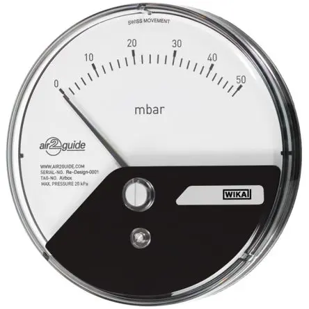 Produktfoto 1 von WIKA A2G-05 Differenzdruckmanometer 110 mm 0 Pa → 2000 Pa Glasfaserverstärkt, Kunststoff Gehäuse 4 to 6 mm