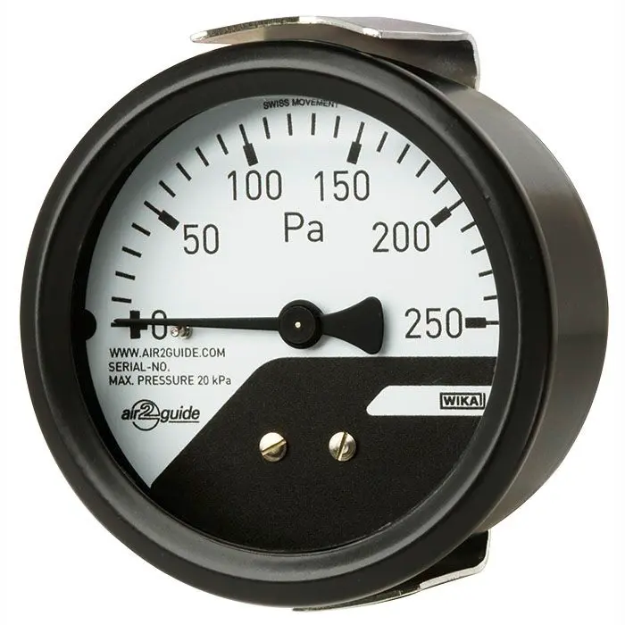 Produktfoto 1 von WIKA A2G-MINI Differenzdruckmessgerät Prozessanschluss hinten Analog 0Pa → 250Pa, Ø 63mm 4 bis 6 mm