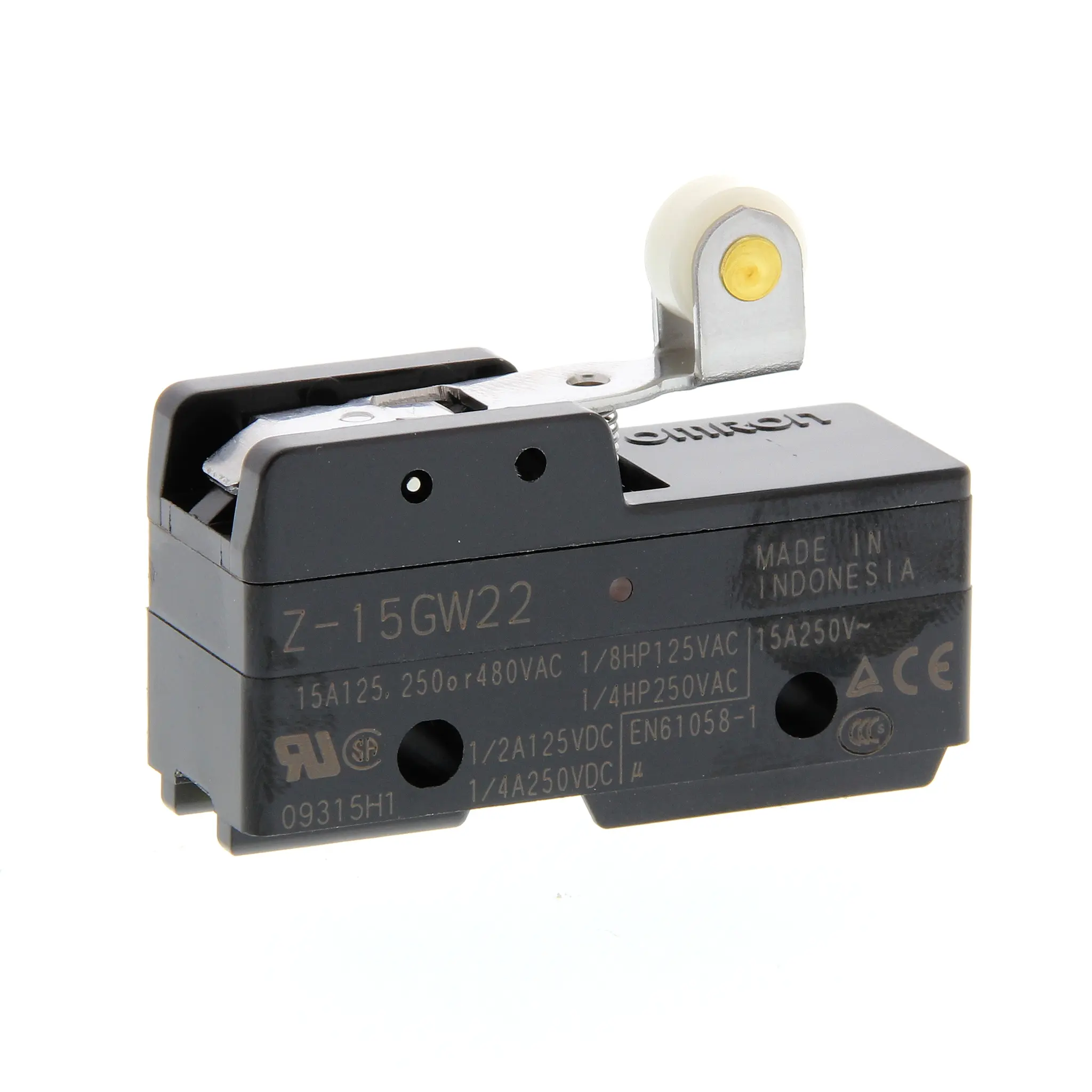 Produktfoto 1 von Omron Mikroschalter Kurzer Rollenhebelbetätiger-Betätiger Lötanschluss, 15A, SPDT IP 00