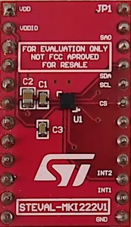 Produktfoto 1 von STMicroelectronics LIS2DU12 STEVAL-MKI222V1, Evaluierungsplatine Entwicklungstool Sensor, Beschleunigungssensor für