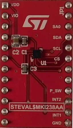 Produktfoto 1 von STMicroelectronics LIS2DUX12 STEVAL-MKI238A, Evaluierungsplatine Entwicklungstool Sensor, Beschleunigungssensor für