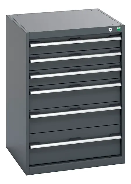 Produktfoto 1 von Bott 6 Verstärkter Stahl Schubladeneinheit, Kleinteilemagazin Dunkelgrau x 650 mm