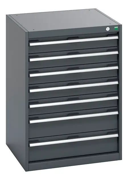 Produktfoto 1 von Bott 7 Verstärkter Stahl Schubladeneinheit, Kleinteilemagazin Dunkelgrau x 650 mm