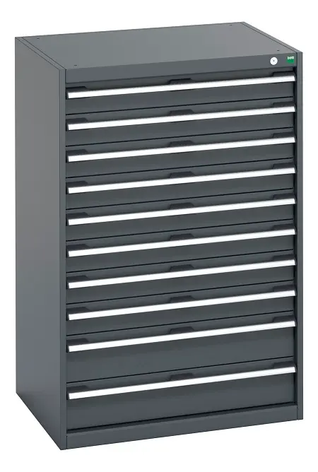 Produktfoto 1 von Bott 10 Verstärkter Stahl Schubladeneinheit, Kleinteilemagazin Dunkelgrau x 650 mm