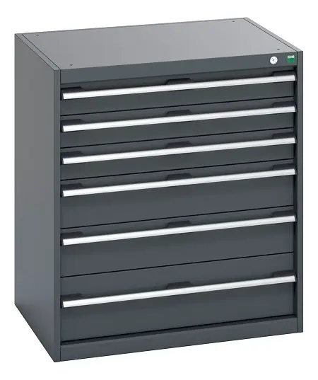 Produktfoto 1 von Bott 6 Verstärkter Stahl Schubladeneinheit, Kleinteilemagazin Dunkelgrau x 650 mm