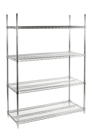 Produktfoto 1 von EUROSTAT Regaleinheit, 4 Regale, Verchromtes Metall, Chrom, 1590 mm x 1220mm, 1820 mm, 500 kg Last