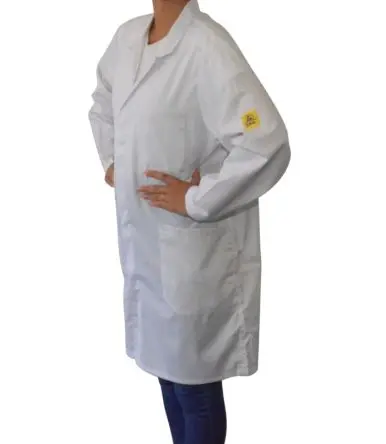 Produktfoto 1 von EUROSTAT Wiederverwendbar Unisex Laborkittel, 33 % Baumwolle, 63 % Polyester, 4 % leitfähiges Netzgewebe Weiß, Größe 3XL