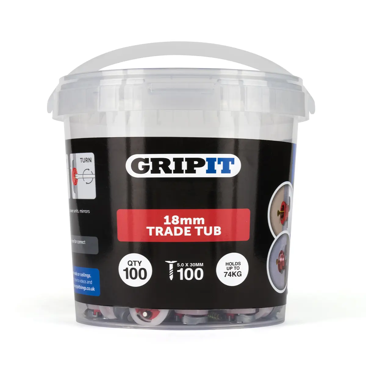 Produktfoto 1 von Gripit Gipskarton-Dübel Typ Gipskarton-Dübel, Ø 18 mm L. 140 mm Rot Stahl, Kunststoff