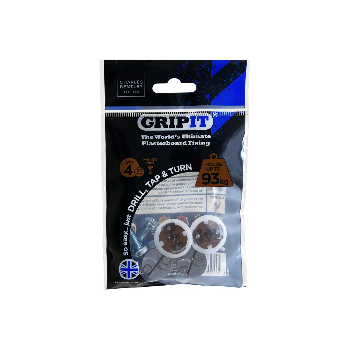 Produktfoto 1 von Gripit Gipskarton-Dübel Typ Gipskarton-Dübel, Ø 20 mm L. 160 mm Braun Kunststoff, Stahl