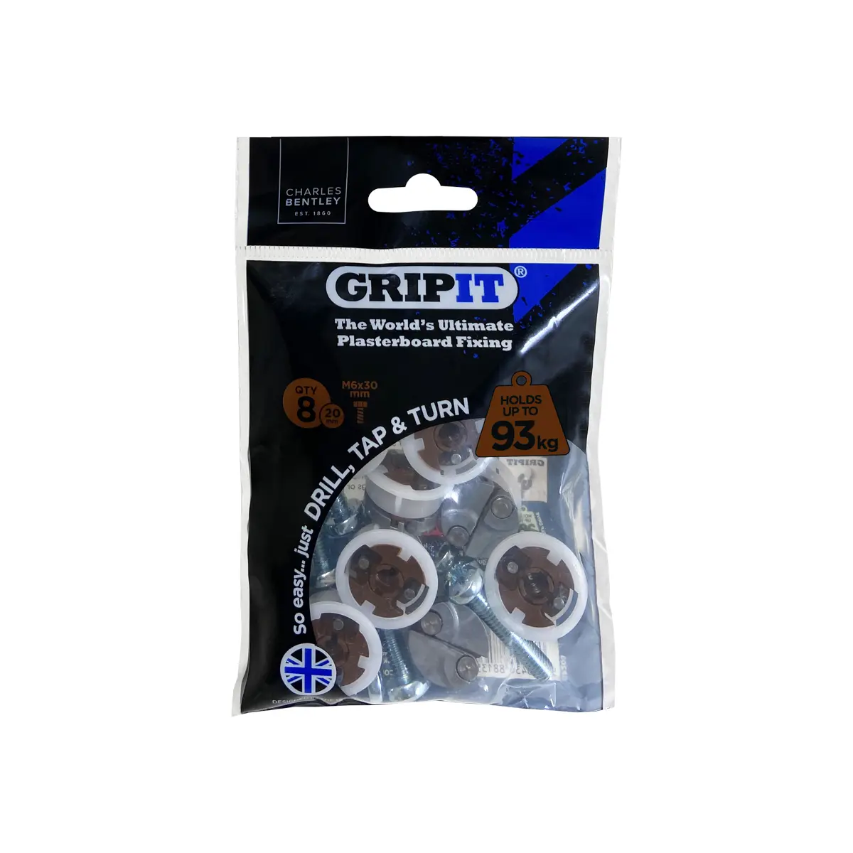 Produktfoto 1 von Gripit Gipskarton-Dübel Typ Gipskarton-Dübel, Ø 20 mm L. 225 mm Braun Kunststoff, Stahl