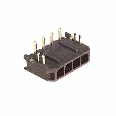 Produktfoto 1 von Molex 43650 Leiterplattenleiste gewinkelt, 4-polig / 1-reihig, Raster 3 mm Raster, Micro Fit-Steckverbindersystem,