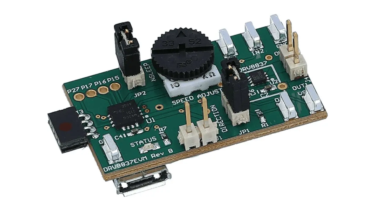 Produktfoto 1 von Texas Instruments DRV8837 Entwicklungsbausatz Spannungsregler, Entwicklungskit für Stromversorgungs-ICs Motortreiber,