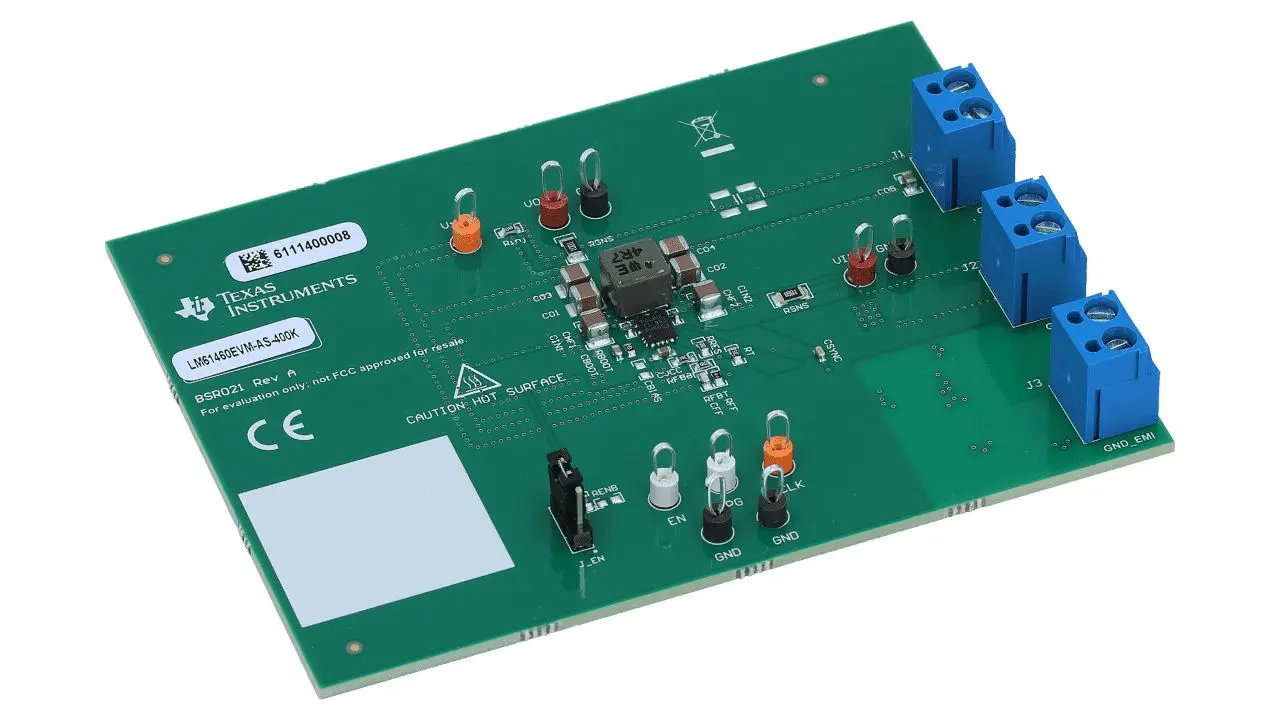 Produktfoto 1 von Texas Instruments LM61460 Evaluierungsplatine, Evaluierungsmodul für synchronen Abwärtswandler Synchroner Abwärtsregler,