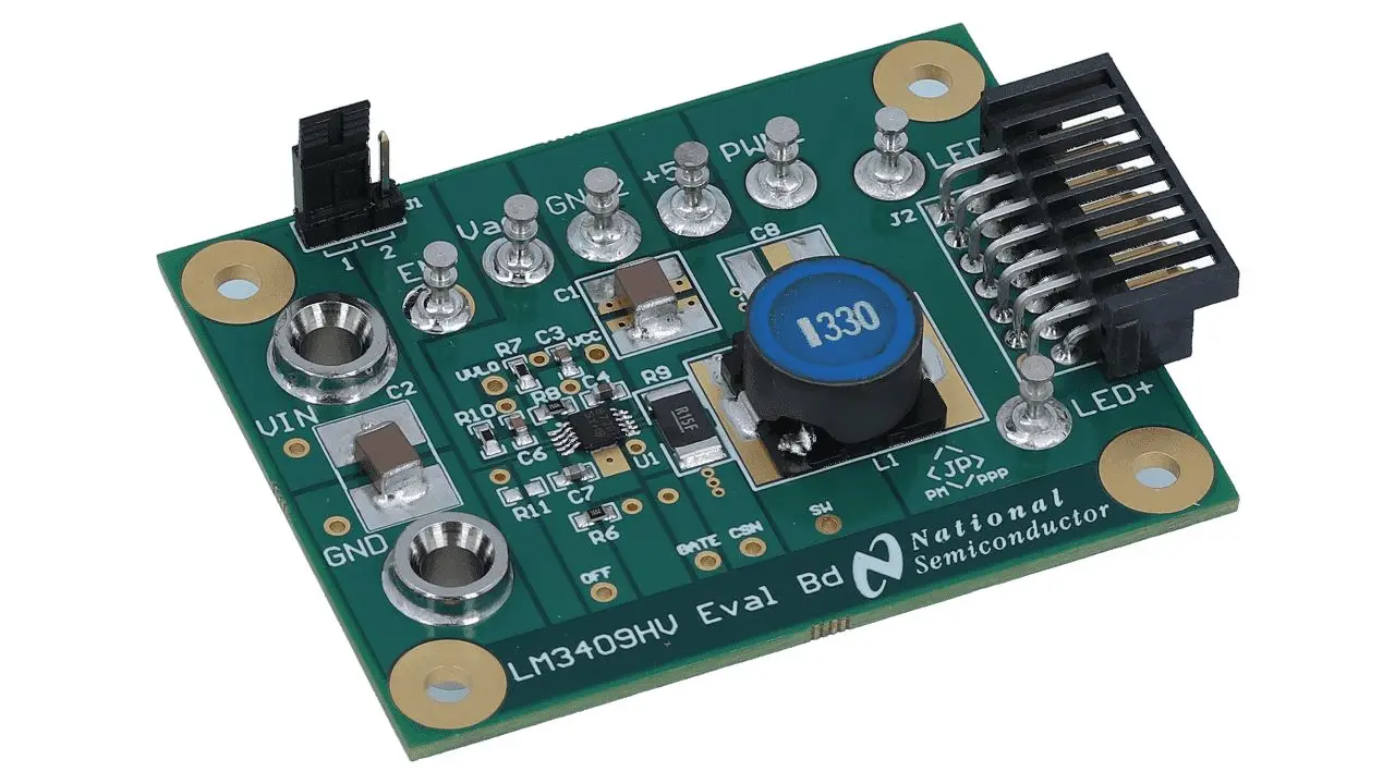 Produktfoto 1 von Texas Instruments LED-Treiber Entwicklungskit Evaluierungsplatine zum Einsatz mit LM3409HV, LED-Treiber Entwicklungskit,