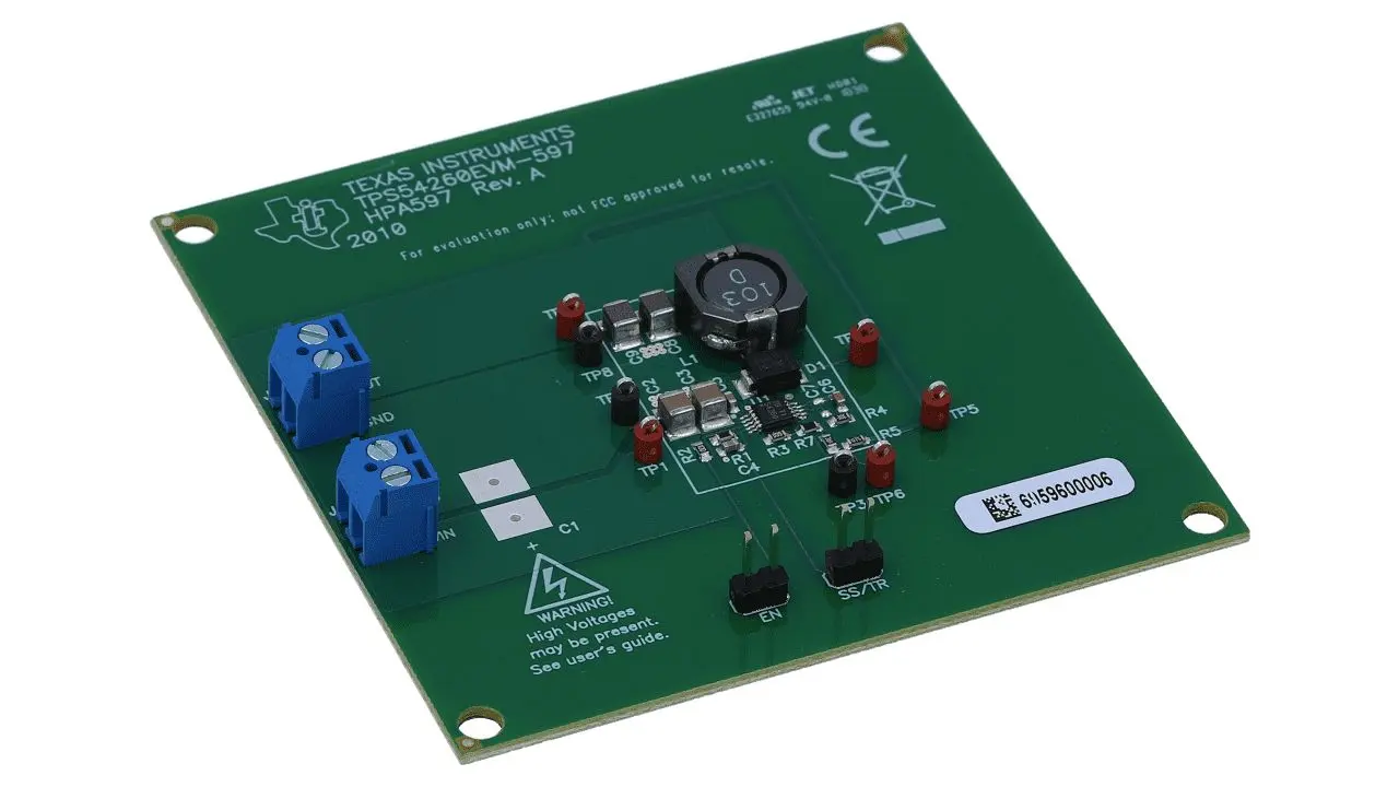 Produktfoto 1 von Texas Instruments TPS54260 Evaluierungsplatine, SWIFT-Konverter-Evaluierungsmodul DC/DC-Wandler, für TPS54260