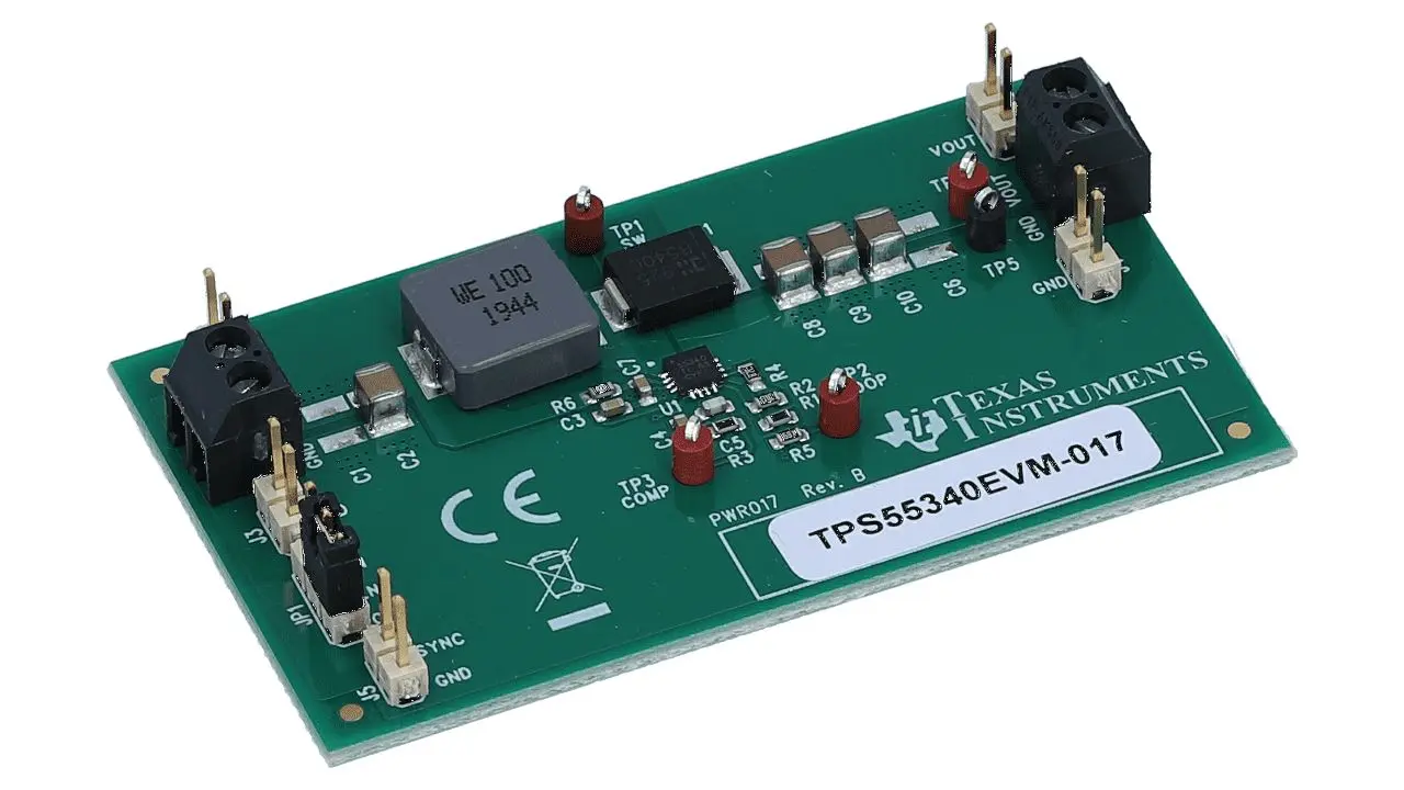 Produktfoto 1 von Texas Instruments TPS55340 Evaluierungsplatine, Evaluierungsmodul DC/DC-Wandler, für TPS55340