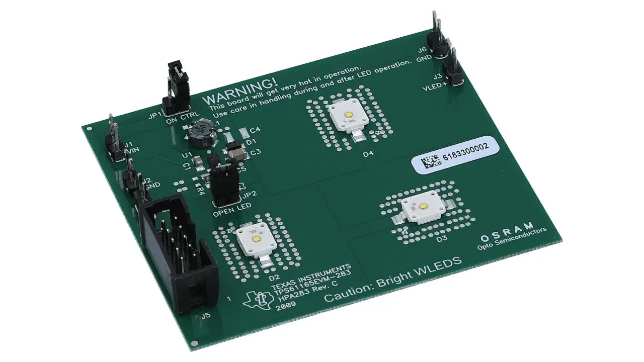Produktfoto 1 von Texas Instruments LED-Treiber LED-Treiberevaluierungskit Evaluierungsplatine zum Einsatz mit TPS61165,