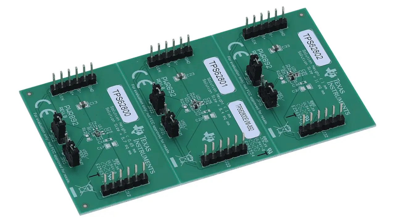 Produktfoto 1 von Texas Instruments TPS62800 Evaluierungsplatine, Evaluierungsmodul Abwärtswandler, für TPS62800