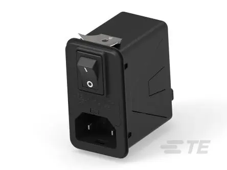 TE Connectivity 12A IEC 60320 1 IEC Filterung Stecker mit 2-Pol Schalter 5 x 20 mm Sicherung, 250V ac, Einrastmontage