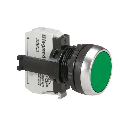 Produktfoto 1 von Legrand Druckschalter Ø 22.5 mm, Grün Flach Rund, IP66