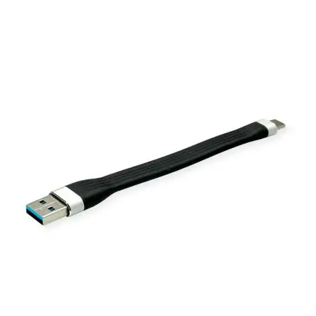 Produktfoto 1 von Roline Stecker USB-Kabel, USB Typ A Stecker / USB Typ C, 110 mm USB 3.2 Schwarz