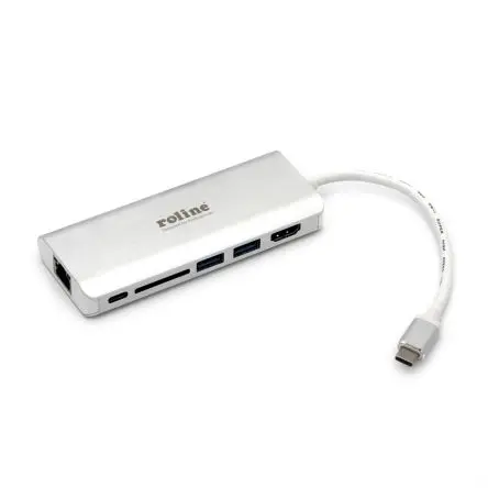 Produktfoto 1 von Roline Docking-Station, USB C, USB 3.2, mit HDMI, 6 xUSB Ports 1 Displays