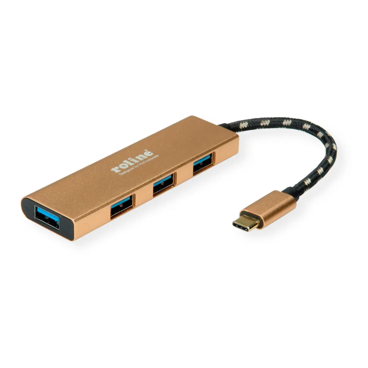 Produktfoto 1 von Roline, USB 3.2 USB-Hub, 4 USB Ports, USB C, USB, USB-Bus, 145 x 63 x 26mm