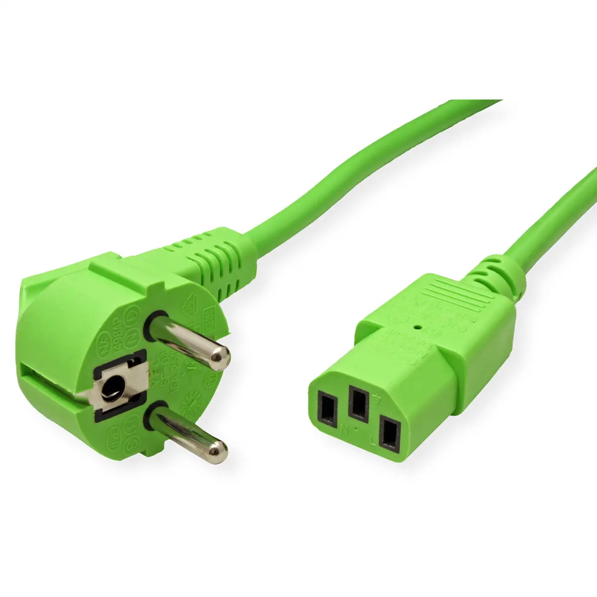 Produktfoto 1 von Roline Netzkabel, A CEE 7/7 Stecker, B IEC C13, 1.8 m Grün, 250 V